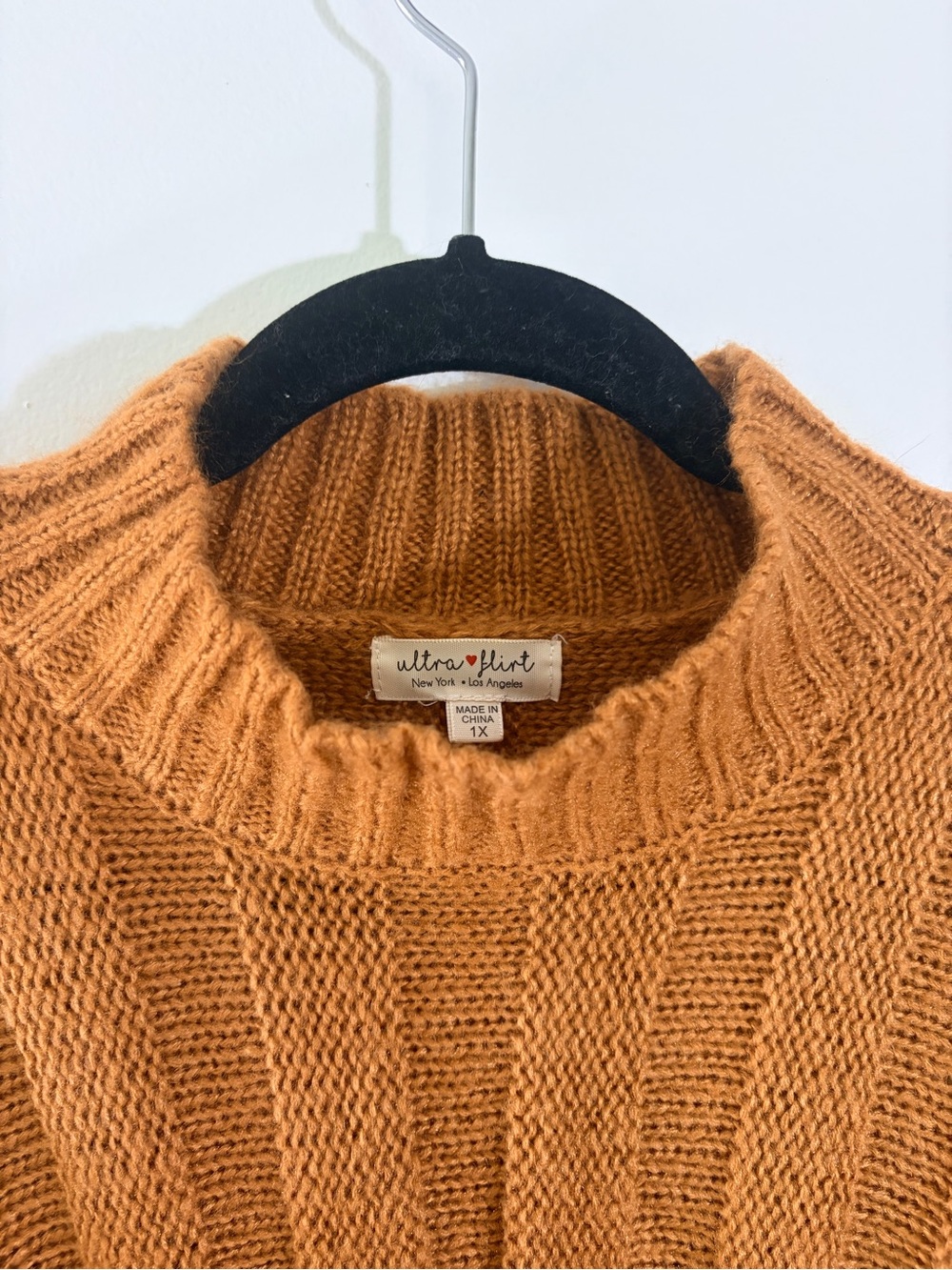 Ultra Flirt Rust Fringe Knit Poncho Sweater - Picture 5 of 9